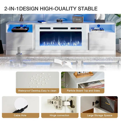 80 TV Stand with 36 Electric Fireplace, White