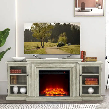 Farmhouse TV Stand with Fireplace - 70 Width -Fits up to 70 TV - 71W x 30H x 15.5D