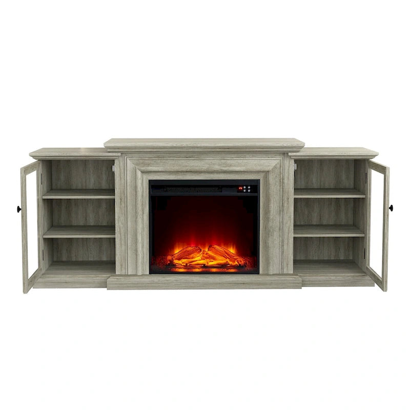 Farmhouse TV Stand with Fireplace - 70 Width -Fits up to 70 TV - 71W x 30H x 15.5D