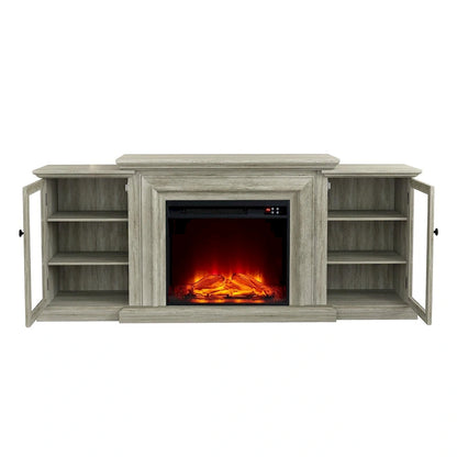 Farmhouse TV Stand with Fireplace - 70 Width -Fits up to 70 TV - 71W x 30H x 15.5D