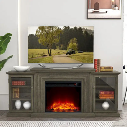 Farmhouse TV Stand with Fireplace - 70 Width -Fits up to 70 TV - 71W x 30H x 15.5D
