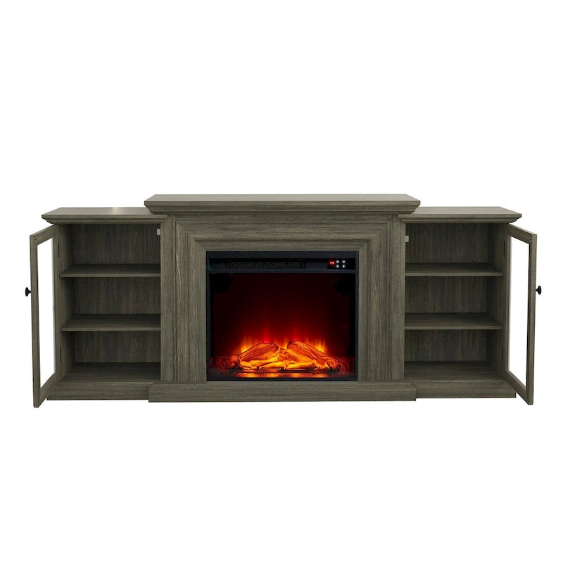 Farmhouse TV Stand with Fireplace - 70 Width -Fits up to 70 TV - 71W x 30H x 15.5D