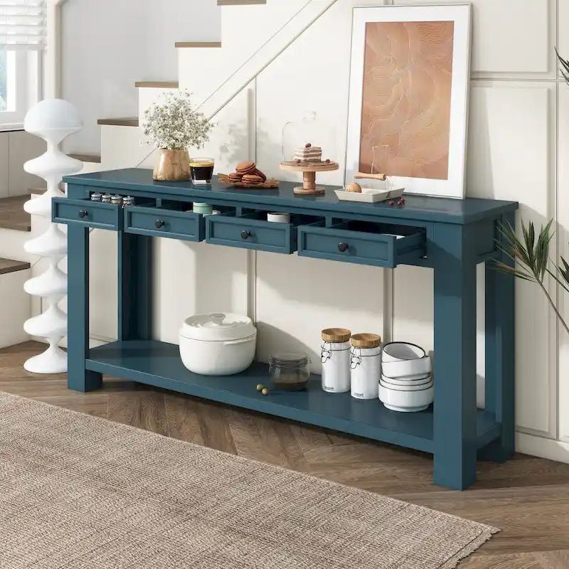 Console Table/Sofa Table with Storage Drawers and Bottom Shelf for Entryway Hallway