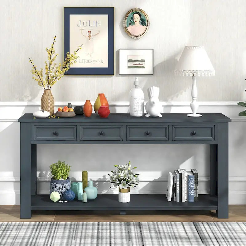 Console Table/Sofa Table with Storage Drawers and Bottom Shelf for Entryway Hallway