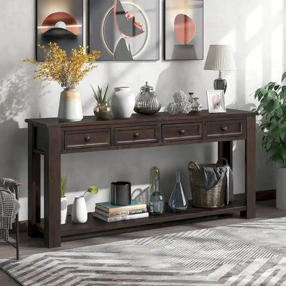Console Table/Sofa Table with Storage Drawers and Bottom Shelf for Entryway Hallway