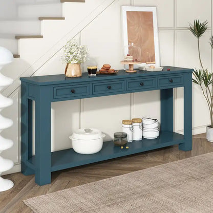 Console Table/Sofa Table with Storage Drawers and Bottom Shelf for Entryway Hallway