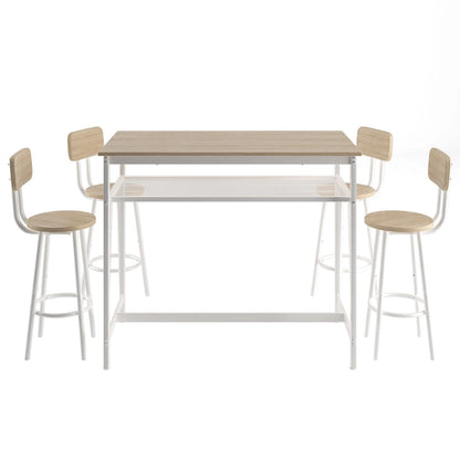 5-Piece Kitchen Counter Height Table Set, Bar Table with 4 Chairs