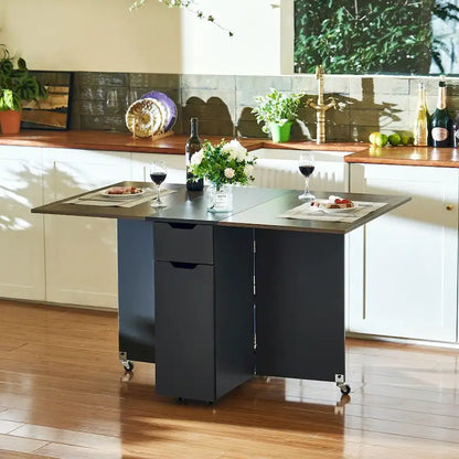 Foldable Kitchen Table Extendable Drop Leaf Dining Table