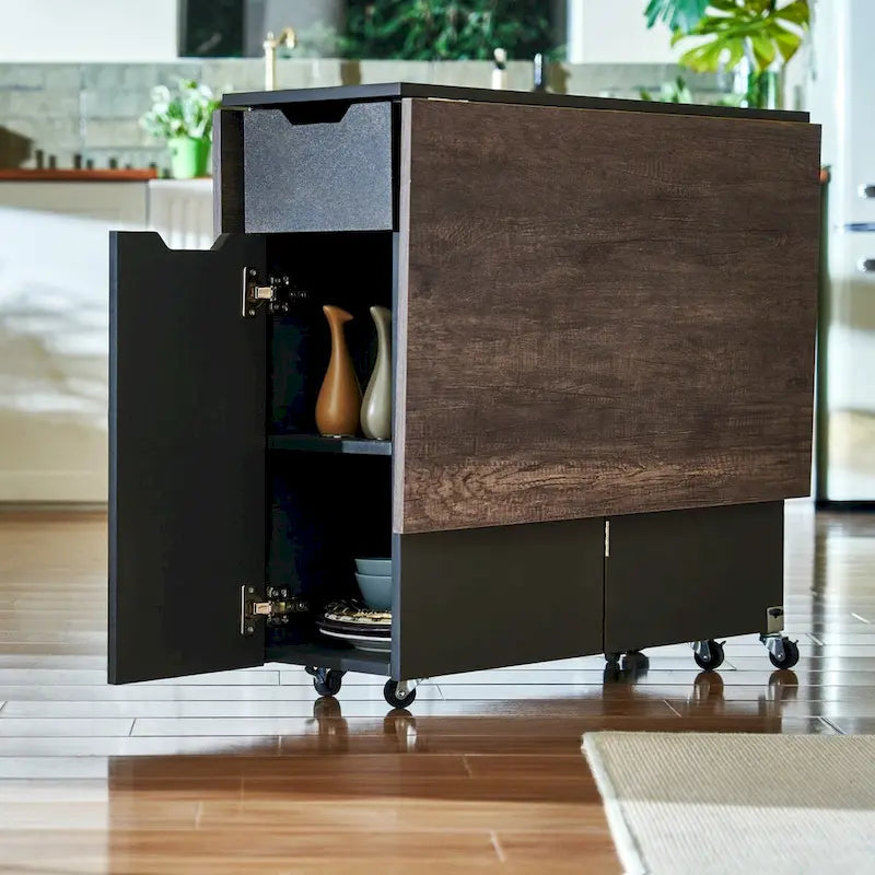 Foldable Kitchen Table Extendable Drop Leaf Dining Table