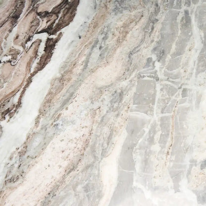 Allyson Round Medium Brown w/ Pink Marble Pedestal Dining Table - 42.0L x 42.0W x 30.0H