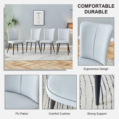 Modern Dining Chairs Set of 4 PU Leather Kitchen Upholstered Chairs