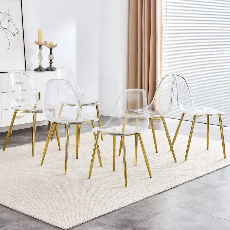 Set of 6 modern minimalist transparent dining chairs
