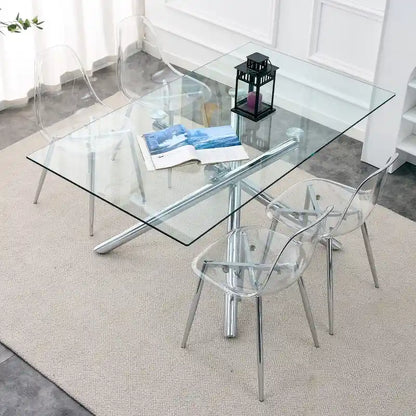 Set of 6 modern minimalist transparent dining chairs