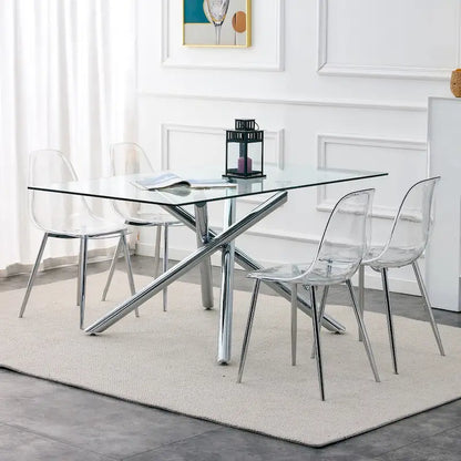 Set of 6 modern minimalist transparent dining chairs