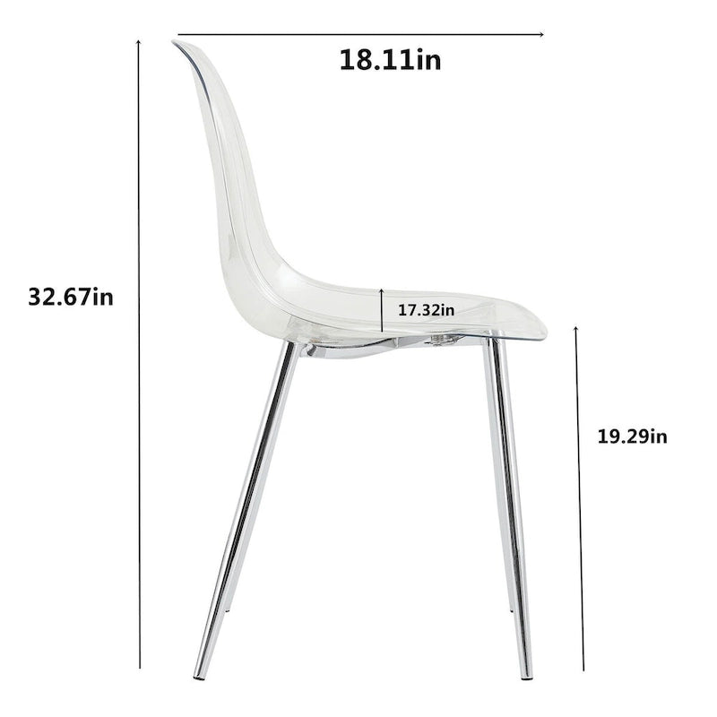 Set of 6 modern minimalist transparent dining chairs