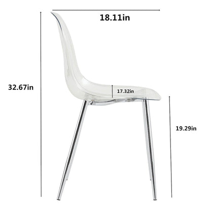 Set of 6 modern minimalist transparent dining chairs