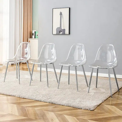 Set of 6 modern minimalist transparent dining chairs