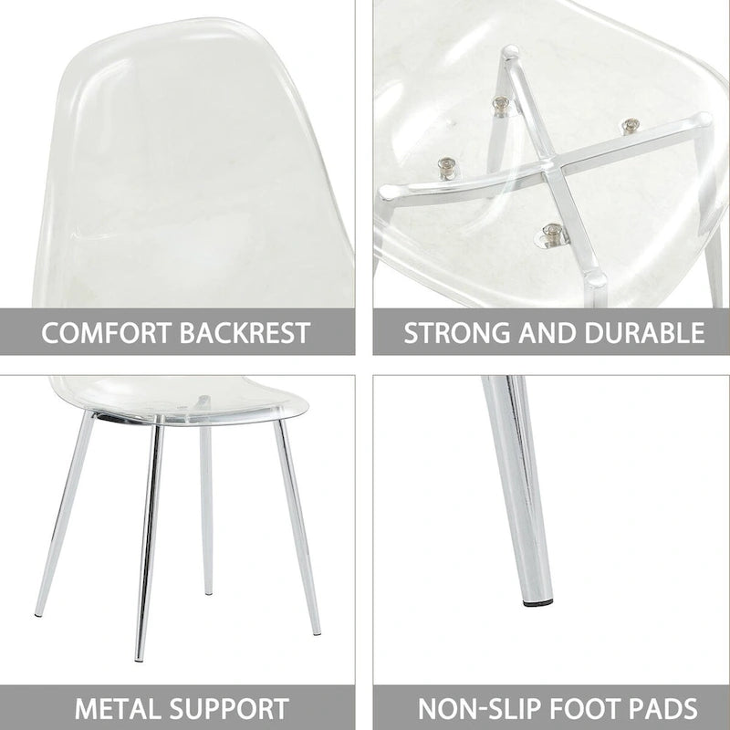 Set of 6 modern minimalist transparent dining chairs