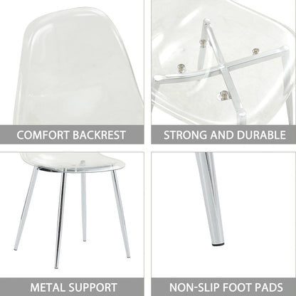 Set of 6 modern minimalist transparent dining chairs