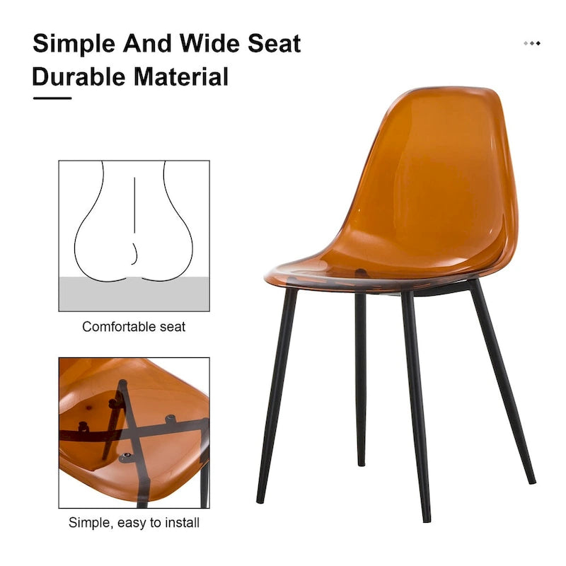 Set of 6 modern minimalist transparent dining chairs