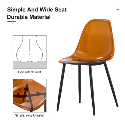 Set of 6 modern minimalist transparent dining chairs