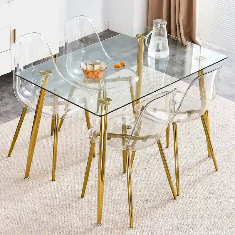 Set of 6 modern minimalist transparent dining chairs
