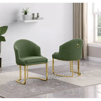 Best Quality Furniture Teddy Fabric Gold Chrome Dining Chairs (Set of 2) - N/A