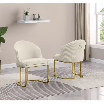 Best Quality Furniture Teddy Fabric Gold Chrome Dining Chairs (Set of 2) - N/A