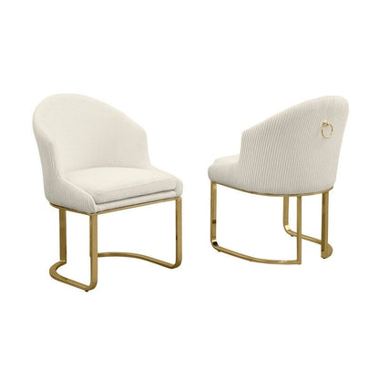 Best Quality Furniture Teddy Fabric Gold Chrome Dining Chairs (Set of 2) - N/A