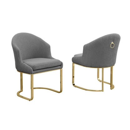 Best Quality Furniture Teddy Fabric Gold Chrome Dining Chairs (Set of 2) - N/A