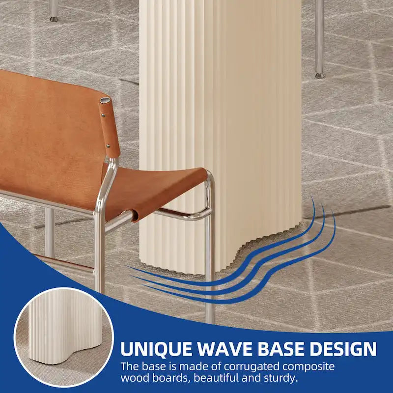 Moasis Modern Dining Table for Kitchen Dining Room for 6-8 People Creamy White