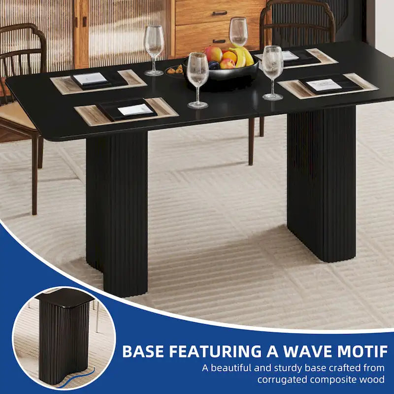 Moasis Modern Dining Table for Kitchen Dining Room for 6-8 People Creamy White