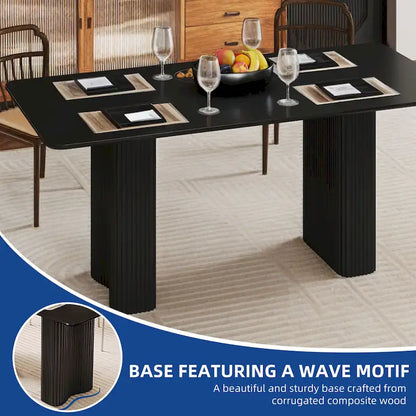 Moasis Modern Dining Table for Kitchen Dining Room for 6-8 People Creamy White