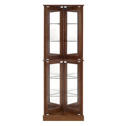 Corner Curio Dispaly Cabinet with Lights, Adjustable Tempered Glass Shelves, Mirrored Back