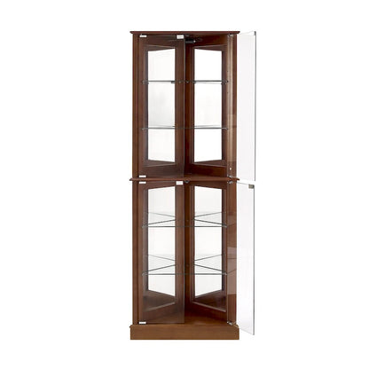 Corner Curio Dispaly Cabinet with Lights, Adjustable Tempered Glass Shelves, Mirrored Back