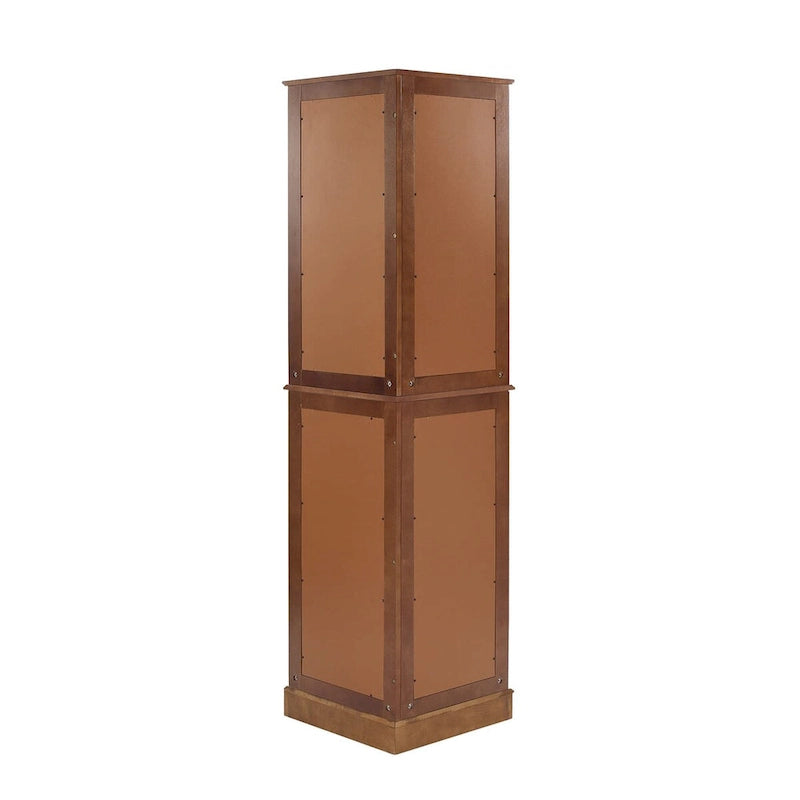 Corner Curio Dispaly Cabinet with Lights, Adjustable Tempered Glass Shelves, Mirrored Back