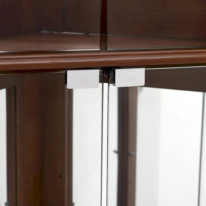 Corner Curio Dispaly Cabinet with Lights, Adjustable Tempered Glass Shelves, Mirrored Back