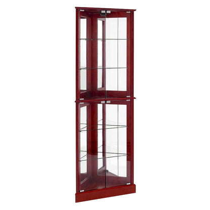 Corner Curio Dispaly Cabinet with Lights, Adjustable Tempered Glass Shelves, Mirrored Back