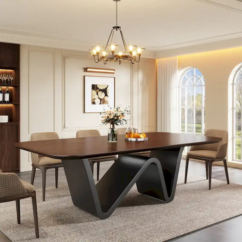 78.74-inch Large Rectangular Sintered Stone Dining Table for 6-8 - N/A