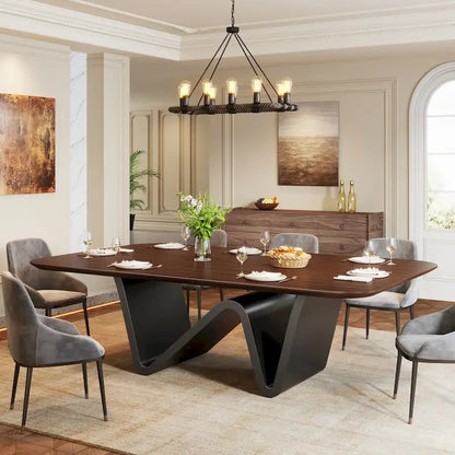 78.74-inch Large Rectangular Sintered Stone Dining Table for 6-8 - N/A