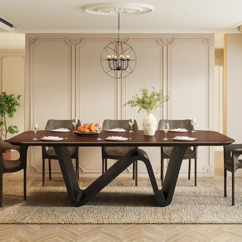 78.74-inch Large Rectangular Sintered Stone Dining Table for 6-8 - N/A