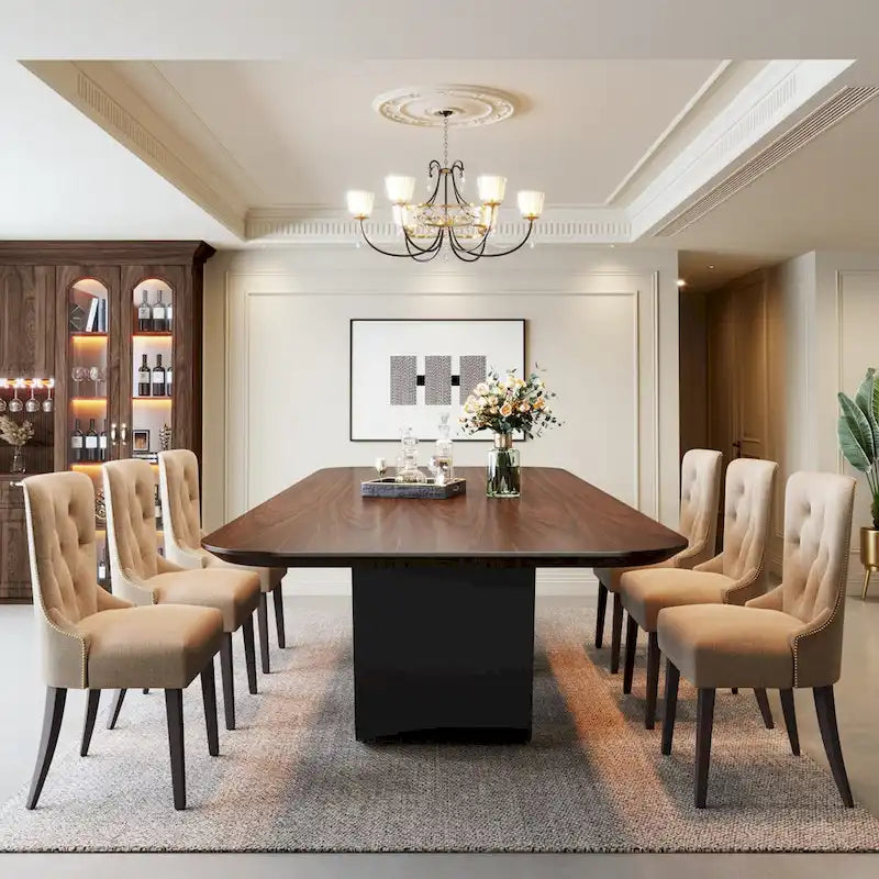 78.74-inch Large Rectangular Sintered Stone Dining Table for 6-8 - N/A