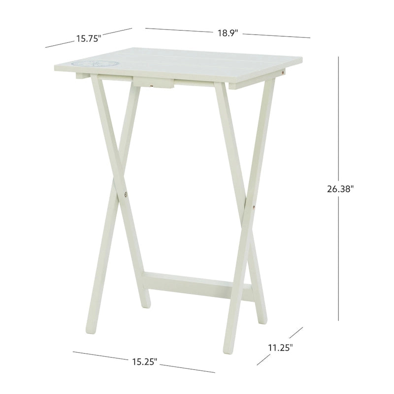 Compass Solid Wood 5 Piece Folding Snack TV Tray Set in Light Grey