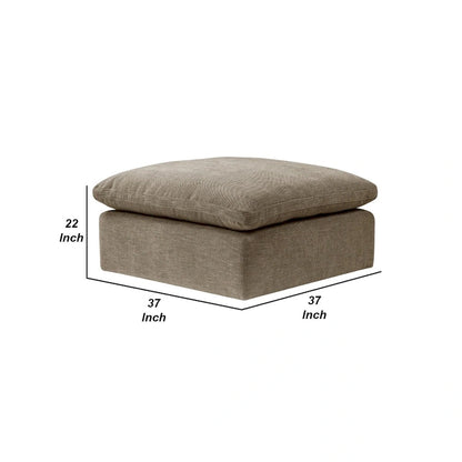 Scott 37 Inch Square Ottoman, Removable Pillow Top Cushion, Beige