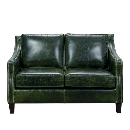 Essex Distressed Green Top Grain Leather Loveseat