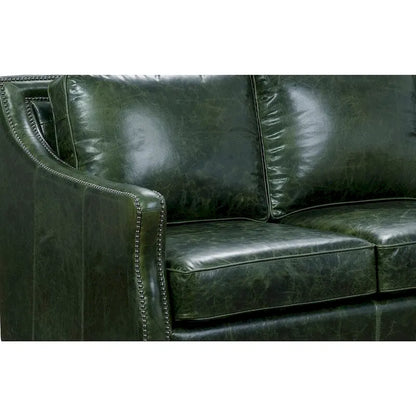 Essex Distressed Green Top Grain Leather Loveseat