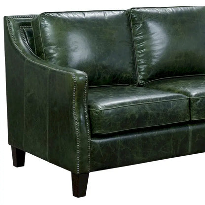 Essex Distressed Green Top Grain Leather Loveseat