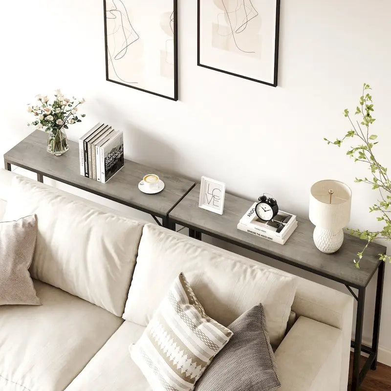 Narrow Console Table Sofa Table Industrial Hallway Table for Entryway