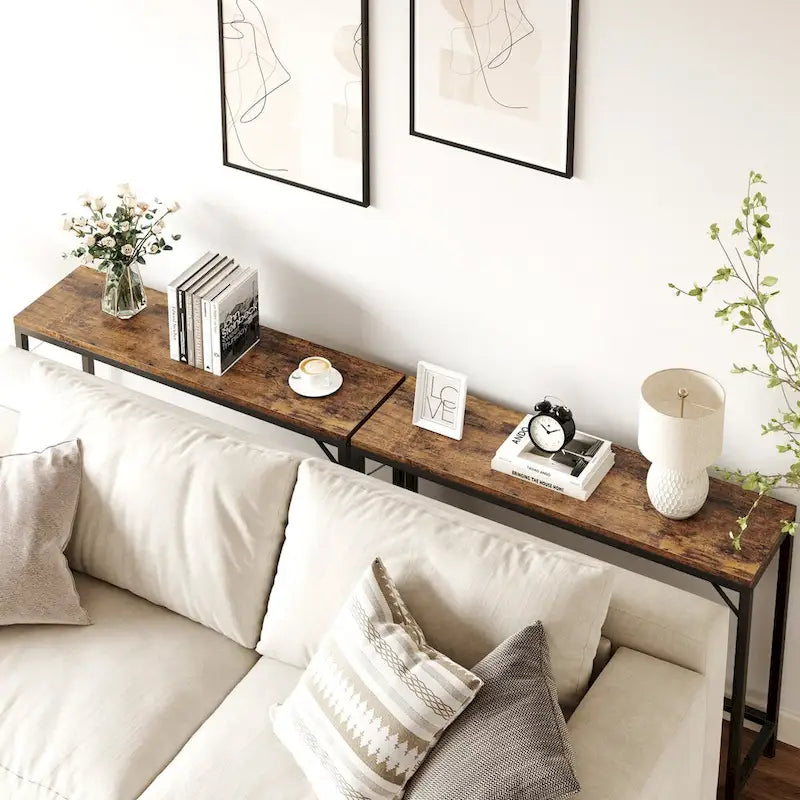 Narrow Console Table Sofa Table Industrial Hallway Table for Entryway
