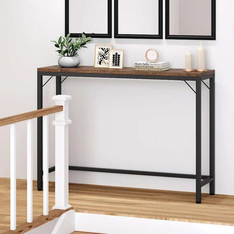 Narrow Console Table Sofa Table Industrial Hallway Table for Entryway